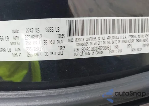 2017 Chrysler Pacifica Touring-L z USA, uszkodzony, nr VIN 2C4RC1BG1HR788061